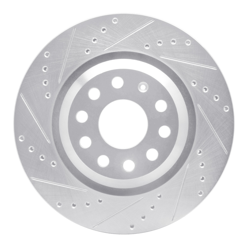 Audi A3 Quattro Brake Rotor (1) - Rear Left - R1 Concepts - Drilled & Slotted - Silver - `06-`25
